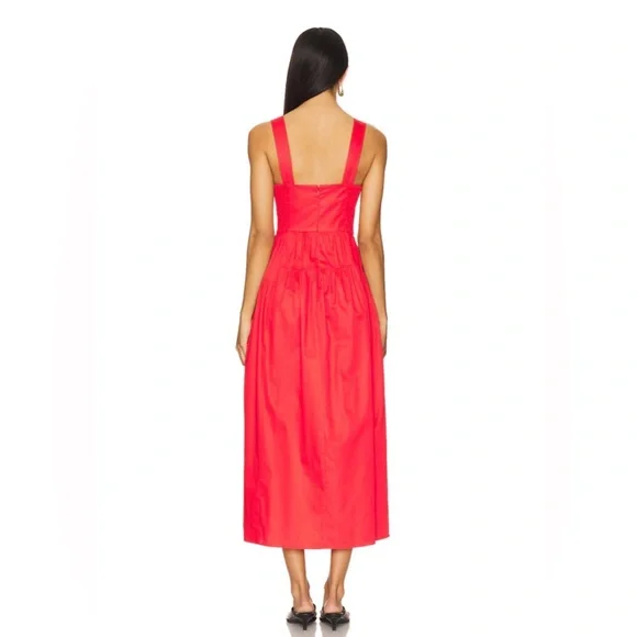La Ligne NWT Solid Marceline Cotton Poplin Dress in Poppy XL - Picture 5 of 14